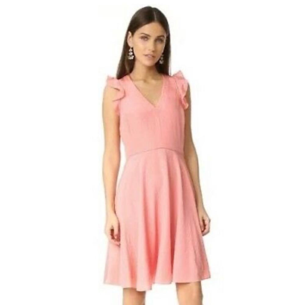 Rebecca Taylor silk ruffle sleeve peach dress sz 4